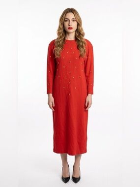 LORI ANN RED STUDDED MAXI DRESS SIZE 16 WOMENS